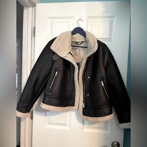 Arizona Jean Company Black and Cream Bomber Jacket